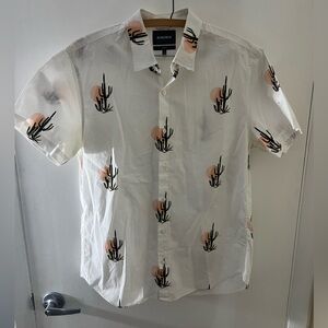 Bonobos Slim Fit White with Cactus Casual Button Down Shirt